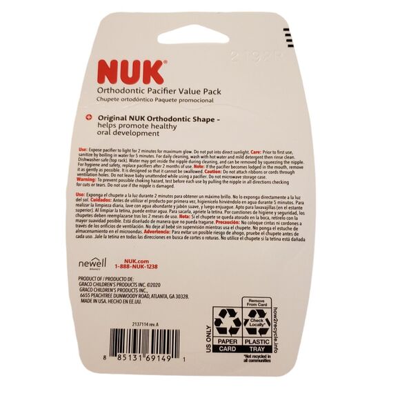 Pacifier Newborn Baby NUK Orthodontic Value Pack 0-6m Green Glow In The Dark New - Picture 2 of 4